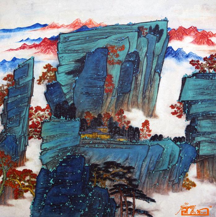 山水--《青山绿水》赠画245×68CM中国工笔